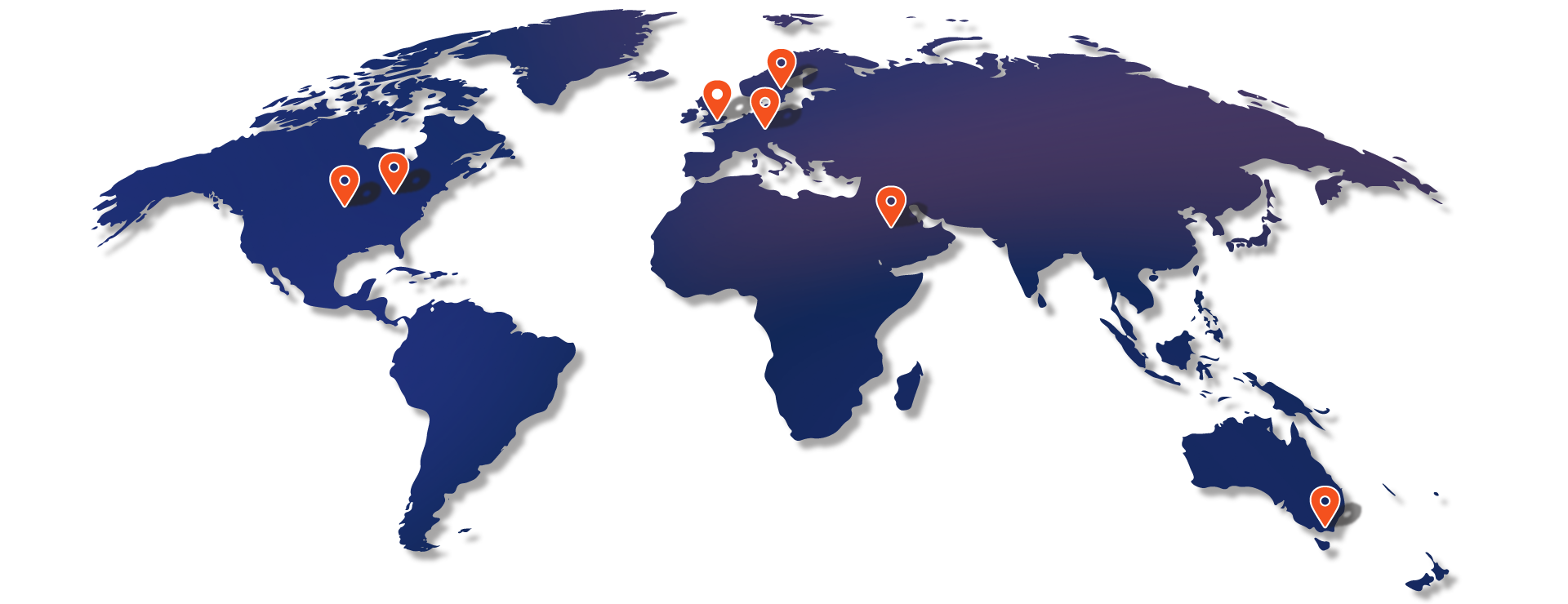 World map with pinpoints showing RLDatix locations